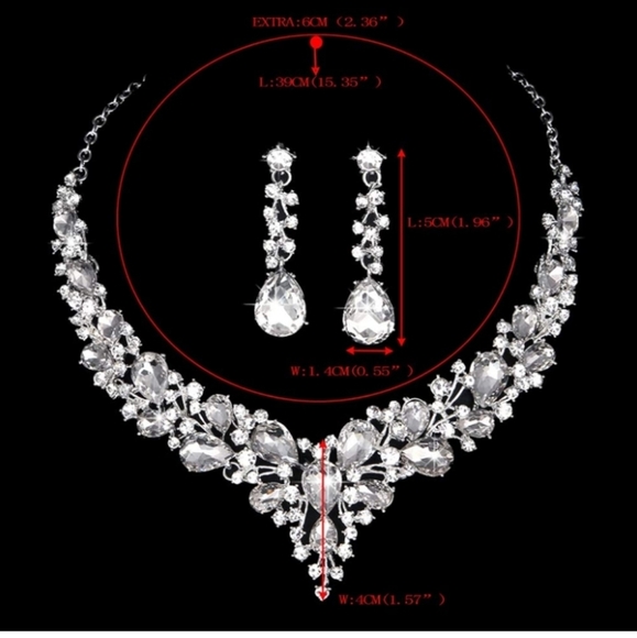New Molie Bridal Austrian Crystal Necklace and Earrings Jewelry Set - Picture 4 of 8